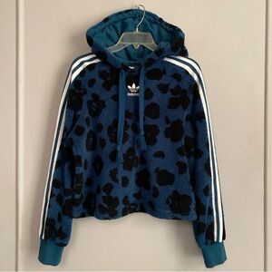 adidas Blue & Black Leopard Sherpa Hoodie